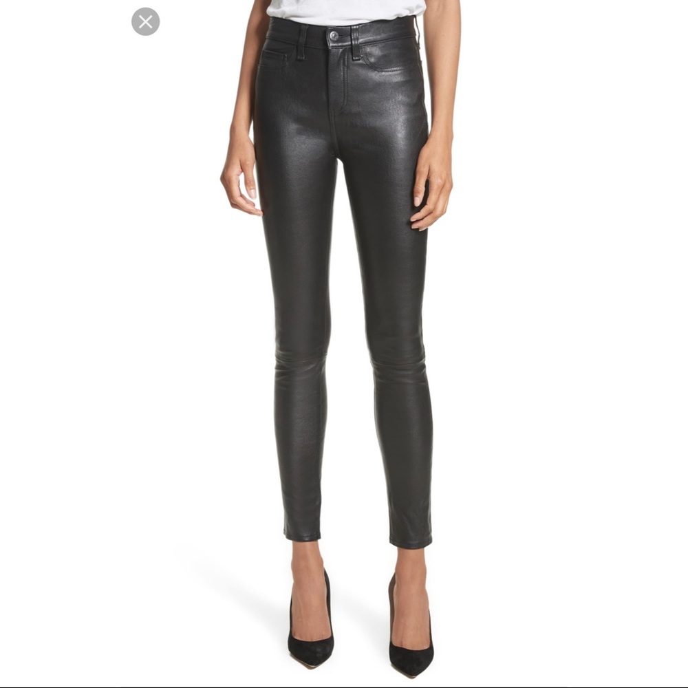Veronica Beard Kate Lambskin Leather Skinny Jean
